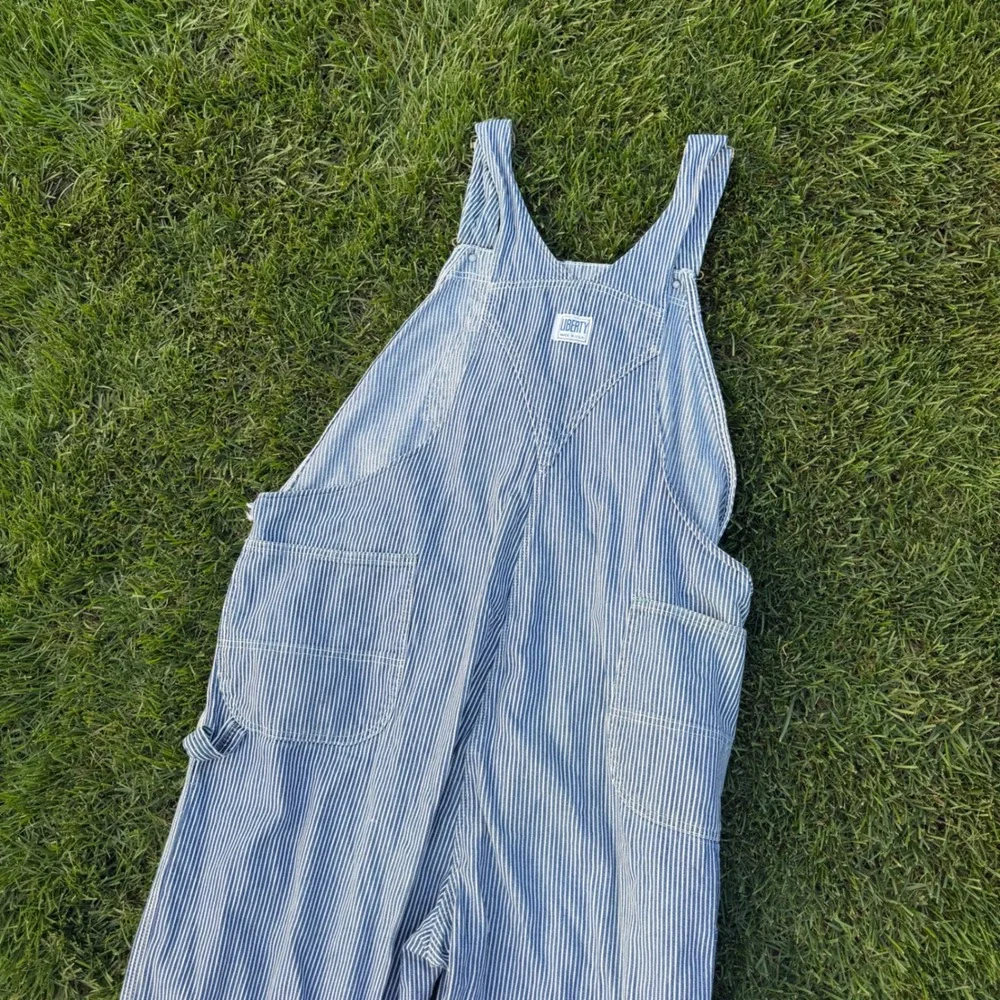 Liberty Overalls Mens Blue White Hickory Stripe Denim Bib Workwear Made in USA